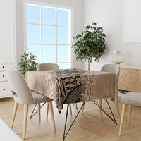 Bula Fiji Plumeria Tagimoucia Salusalu Beige Tablecloth Kaiviti Masi - Polynesian Pride