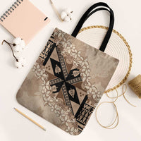 Bula Fiji Plumeria Tagimoucia Salusalu Beige Tote Bag Kaiviti Masi - Polynesian Pride