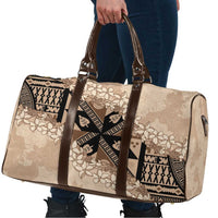 Bula Fiji Plumeria Tagimoucia Salusalu Beige Travel Bag Kaiviti Masi - Polynesian Pride