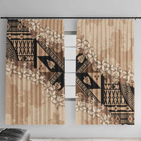 Bula Fiji Plumeria Tagimoucia Salusalu Beige Window Curtain Kaiviti Masi - Polynesian Pride