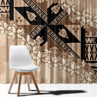 Bula Fiji Plumeria Tagimoucia Salusalu Beige Window Curtain Kaiviti Masi - Polynesian Pride