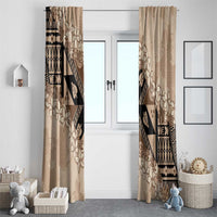 Bula Fiji Plumeria Tagimoucia Salusalu Beige Window Curtain Kaiviti Masi - Polynesian Pride