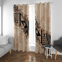Bula Fiji Plumeria Tagimoucia Salusalu Beige Window Curtain Kaiviti Masi - Polynesian Pride