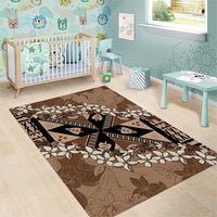 Bula Fiji Plumeria Tagimoucia Salusalu Mocha Area Rug Kaiviti Masi - Polynesian Pride