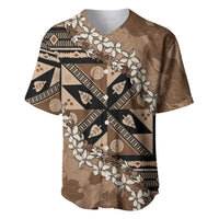 Bula Fiji Plumeria Tagimoucia Salusalu Mocha Baseball Jersey Kaiviti Masi - Polynesian Pride