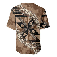Bula Fiji Plumeria Tagimoucia Salusalu Mocha Baseball Jersey Kaiviti Masi - Polynesian Pride