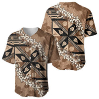 Bula Fiji Plumeria Tagimoucia Salusalu Mocha Baseball Jersey Kaiviti Masi - Polynesian Pride