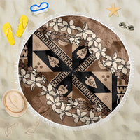 Bula Fiji Plumeria Tagimoucia Salusalu Mocha Beach Blanket Kaiviti Masi - Polynesian Pride
