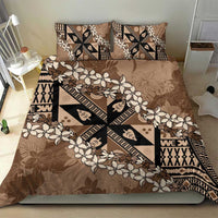 Bula Fiji Plumeria Tagimoucia Salusalu Mocha Bedding Set Kaiviti Masi - Polynesian Pride