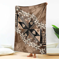 Bula Fiji Plumeria Tagimoucia Salusalu Mocha Blanket Kaiviti Masi - Polynesian Pride