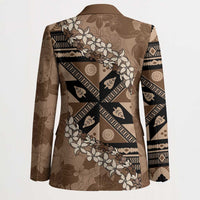 Bula Fiji Plumeria Tagimoucia Salusalu Mocha Blazer Kaiviti Masi - Polynesian Pride