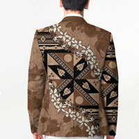 Bula Fiji Plumeria Tagimoucia Salusalu Mocha Blazer Kaiviti Masi - Polynesian Pride