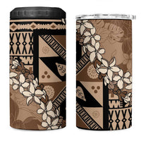 Bula Fiji Plumeria Tagimoucia Salusalu Mocha 4 in 1 Can Cooler Tumbler Kaiviti Masi - Polynesian Pride