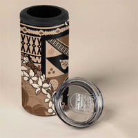 Bula Fiji Plumeria Tagimoucia Salusalu Mocha 4 in 1 Can Cooler Tumbler Kaiviti Masi - Polynesian Pride