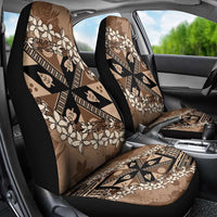 Bula Fiji Plumeria Tagimoucia Salusalu Mocha Car Seat Cover Kaiviti Masi - Polynesian Pride