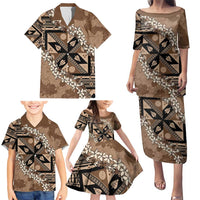 Bula Fiji Plumeria Tagimoucia Salusalu Mocha Family Matching Puletasi and Hawaiian Shirt Kaiviti Masi - Polynesian Pride