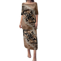 Bula Fiji Plumeria Tagimoucia Salusalu Mocha Family Matching Puletasi and Hawaiian Shirt Kaiviti Masi - Polynesian Pride