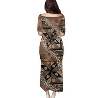 Bula Fiji Plumeria Tagimoucia Salusalu Mocha Family Matching Puletasi and Hawaiian Shirt Kaiviti Masi - Polynesian Pride