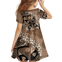 Bula Fiji Plumeria Tagimoucia Salusalu Mocha Family Matching Tank Maxi Dress and Hawaiian Shirt Kaiviti Masi - Polynesian Pride