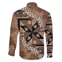 Bula Fiji Plumeria Tagimoucia Salusalu Mocha Family Matching Tank Maxi Dress and Hawaiian Shirt Kaiviti Masi - Polynesian Pride