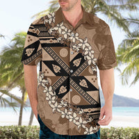 Bula Fiji Plumeria Tagimoucia Salusalu Mocha Hawaiian Shirt Kaiviti Masi - Polynesian Pride
