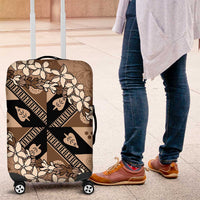 Bula Fiji Plumeria Tagimoucia Salusalu Mocha Luggage Cover Kaiviti Masi - Polynesian Pride