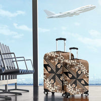 Bula Fiji Plumeria Tagimoucia Salusalu Mocha Luggage Cover Kaiviti Masi - Polynesian Pride