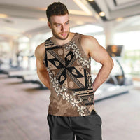 Bula Fiji Plumeria Tagimoucia Salusalu Mocha Men Tank Top Kaiviti Masi - Polynesian Pride