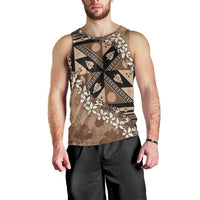 Bula Fiji Plumeria Tagimoucia Salusalu Mocha Men Tank Top Kaiviti Masi - Polynesian Pride