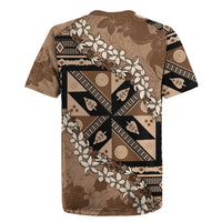 Bula Fiji Plumeria Tagimoucia Salusalu Mocha Rugby Jersey Kaiviti Masi - Polynesian Pride