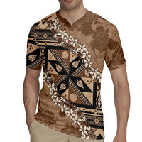 Bula Fiji Plumeria Tagimoucia Salusalu Mocha Rugby Jersey Kaiviti Masi - Polynesian Pride