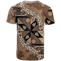 Bula Fiji Plumeria Tagimoucia Salusalu Mocha T Shirt Kaiviti Masi - Polynesian Pride