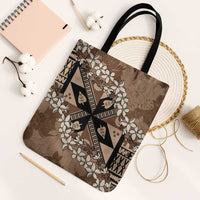 Bula Fiji Plumeria Tagimoucia Salusalu Mocha Tote Bag Kaiviti Masi - Polynesian Pride