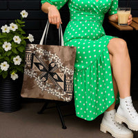 Bula Fiji Plumeria Tagimoucia Salusalu Mocha Tote Bag Kaiviti Masi - Polynesian Pride