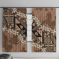 Bula Fiji Plumeria Tagimoucia Salusalu Mocha Window Curtain Kaiviti Masi - Polynesian Pride