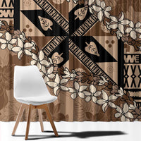 Bula Fiji Plumeria Tagimoucia Salusalu Mocha Window Curtain Kaiviti Masi - Polynesian Pride