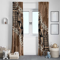 Bula Fiji Plumeria Tagimoucia Salusalu Mocha Window Curtain Kaiviti Masi - Polynesian Pride