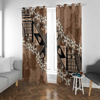 Bula Fiji Plumeria Tagimoucia Salusalu Mocha Window Curtain Kaiviti Masi - Polynesian Pride