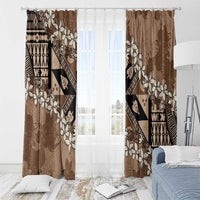 Bula Fiji Plumeria Tagimoucia Salusalu Mocha Window Curtain Kaiviti Masi - Polynesian Pride