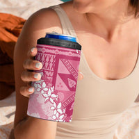 Bula Fiji Plumeria Tagimoucia Salusalu Pink 4 in 1 Can Cooler Tumbler Kaiviti Masi - Polynesian Pride