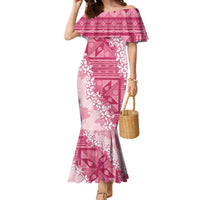 Bula Fiji Plumeria Tagimoucia Salusalu Pink Family Matching Mermaid Dress and Hawaiian Shirt Kaiviti Masi - Polynesian Pride