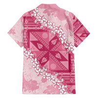 Bula Fiji Plumeria Tagimoucia Salusalu Pink Family Matching Off The Shoulder Long Sleeve Dress and Hawaiian Shirt Kaiviti Masi - Polynesian Pride