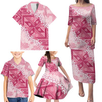 Bula Fiji Plumeria Tagimoucia Salusalu Pink Family Matching Puletasi and Hawaiian Shirt Kaiviti Masi - Polynesian Pride