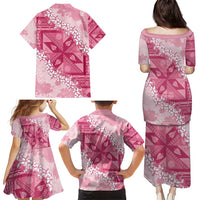 Bula Fiji Plumeria Tagimoucia Salusalu Pink Family Matching Puletasi and Hawaiian Shirt Kaiviti Masi - Polynesian Pride