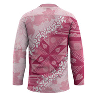 Bula Fiji Plumeria Tagimoucia Salusalu Pink Hockey Jersey Kaiviti Masi - Polynesian Pride