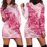 Bula Fiji Plumeria Tagimoucia Salusalu Pink Hoodie Dress Kaiviti Masi - Polynesian Pride