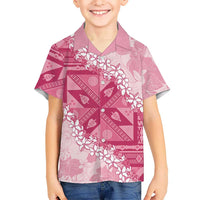 Bula Fiji Plumeria Tagimoucia Salusalu Pink Kid Hawaiian Shirt Kaiviti Masi LT7 Kid Pink - Polynesian Pride