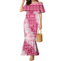 Bula Fiji Plumeria Tagimoucia Salusalu Pink Mermaid Dress Kaiviti Masi - Polynesian Pride