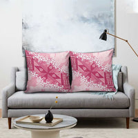 Bula Fiji Plumeria Tagimoucia Salusalu Pink Pillow Cover Kaiviti Masi - Polynesian Pride