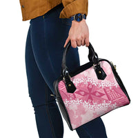 Bula Fiji Plumeria Tagimoucia Salusalu Pink Shoulder Handbag Kaiviti Masi - Polynesian Pride